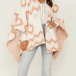 Idyllwind Southwestern Cardigan Aztec Geometric Print Shawl OSFM Poncho Festival